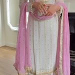 Fine Pink Color Georgette Embroidery Sequence Salwar Suit