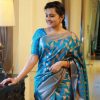 Glamorous Blue Color Soft Lichi Silk Cloth Jacquard All Over Saree