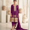 Glamorous Purple Premium Silk Embroidery Work Sharara Suit