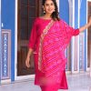 Gorgeous Pink Color Pure Cotton Embroidery Sequence Kurti