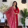 Gorgeous Red Color Rayon Embroidery Work Salwar Suit