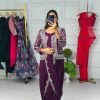 Graceful Purple Color Georgette Koti Embroidery Lehenga Saree