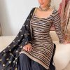 Grand Black Color Chinon Silk Thread Sequence Work Salwar Suit