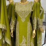 Grand Green Color Chinnon Silk Embroidery Coding Salwar Suit