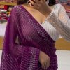 Grand Purple Color Georgette Shining Diamond All Over Saree