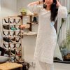 Grand White Color Heavy Cotton Chicken Embroidery Work Kurti