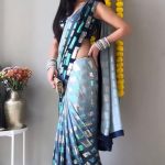 Magnificent Blue Color Faux Georgette Sequence Work Saree