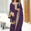 Majestic Purple Color Faux Georgette Embroidery Salwar Suit