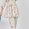 Mesmerizing White Color Soft Poly Linen Print Work Kurti
