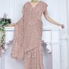 Mystical Brown Butterfly Net Embroidery Sequence Saree