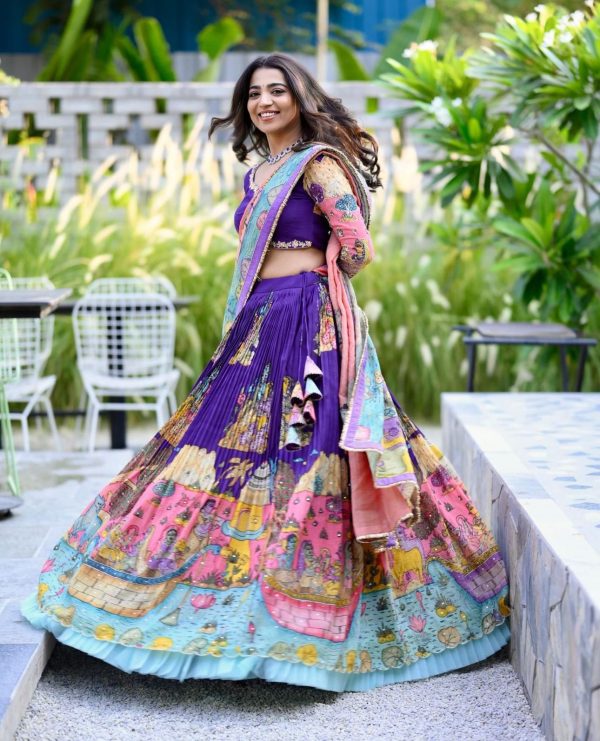 Nice Royal Blue Color Chant Kalamkari Printed Lehenga Choli