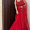 Peaceful Red Color Butterfly Net Thread Sequence Lehenga Saree