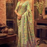 Perfect Green Color Kashmiri Running Thread Zari Work Saree