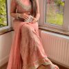 Perfect Peach Color Georgette Thread And Sequence Salwar Suit