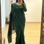 Pretty Green Color Soft Georgette Silk Design All Over Work Saree