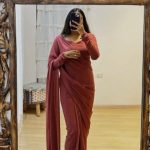 Pretty Peach Color Soft Georgette Silk Design All Over Work Saree