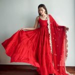 Pretty Red Color Chinon Embroidery Sequence Anarkali Suit