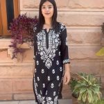 Splendorous Black Color Rayon Chine Stitched Work Salwar Suit
