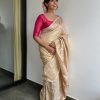 Sublime Cream Soft Lichi Silk Ordinary Design Rich Pallu Saree