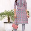 Sublime Light Purple Cambric Cotton Print Embroidery Work Kurti
