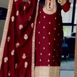Sublime Maroon Color Faux Georgette Embroidery Salwar Suit