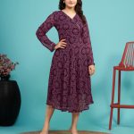 Aesthetically Pleasing Purple Color fox Georgette Printed Kurti
