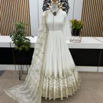 Alluring White Color Georgette Embroidery Sequence Salwar Suit