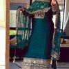 Artful Green Color Chinon Silk Embroidery Sequence Salwar Suit