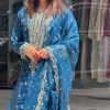 Beautiful Blue Color Organza Silk Embroidery Work Sharara Suit