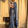 Beautiful Blue Color Soft Lichi Silk Jacquard All Over Work Saree