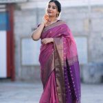 Beautiful Purple Color Soft Lilan Slab Weaving Work Saree