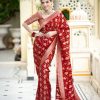 Beautiful Red Color Soft Lichi Silk Jacquard All Over Work Saree