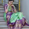 Classic Pista Green Color Soft Lichi Silk Jacquard All Over Saree