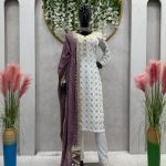 Classic White Color Georgette Thread Sequence Salwar Suit