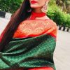 Dazzling Green Color Soft Lichi Silk Cloth Jacquard All Over Saree
