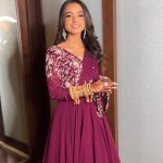 Dazzling Purple Color Faux Georgette Thread Sequence Gown