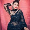 Elegant Black Color Georgette Digital Printed All Over Saree