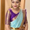 Graceful Blue Color Soft Lichi Silk Jacquard All Over Saree