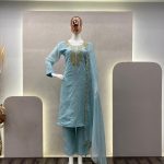 Grand Blue Color Organza Cording Embroidery Salwar Suit