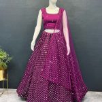 Grand Purple Color Georgette Embroidery Work Lehenga Choli