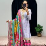 Mesmerizing Violet Color Chinon Embroidery Work Salwar Suit