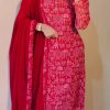 Splendorous Pink Color Fox Georgette Printed Work Kurti