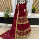 Stunning Red Color Georgette Embroidery Lehenga Choli