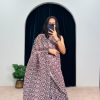 Stylish Peach Color Georgette Digital Printed Ruffle Gown Saree