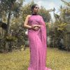 Stylish Purple Color Georgette Fancy Sequence Work Saree