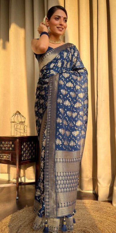 KP 5079 Blue Color Soft Lichi Silk Jacquard On All Over Saree Casual, Party Wear, Wedding, Events Etc. Expected Delivery 4-6 Working Days @1449/- | Sarees, Bollywood Sarees, Creative Sarees, Designer Sarees, Embroidered Sarees, Ethnic Saree, Modern Digital sarees, Party Wear Sarees