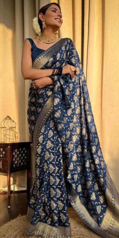 KP 5079 Blue Color Soft Lichi Silk Jacquard On All Over Saree Casual, Party Wear, Wedding, Events Etc. Expected Delivery 4-6 Working Days @1449/- | Sarees, Bollywood Sarees, Creative Sarees, Designer Sarees, Embroidered Sarees, Ethnic Saree, Modern Digital sarees, Party Wear Sarees