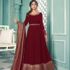 Aglow Maroon Color Georgette Embroidery Sequence Sharara Suit