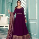 Aglow Purple Color Georgette Embroidery Sequence Sharara Suit