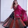 Artful Black Color Rayon Printed Silk Work Lehenga Choli
